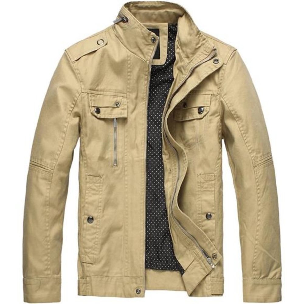 Men's Cotton Lightweight Jacket Military Jacket Casual Field Coat Windbreaker